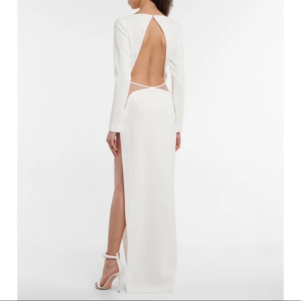 Monot Cutout Open Back Crepe Gown Off White 4